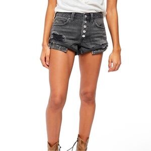 Free People We the Free Women's Black Romeo Jean Cut Off Button Fly Shorts 25